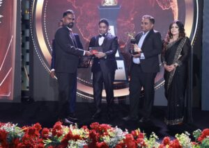 Whiteon Builders chairman receiving Excellence in Construction Project Management Award for 2025 from the Golden Business Excellence Awards